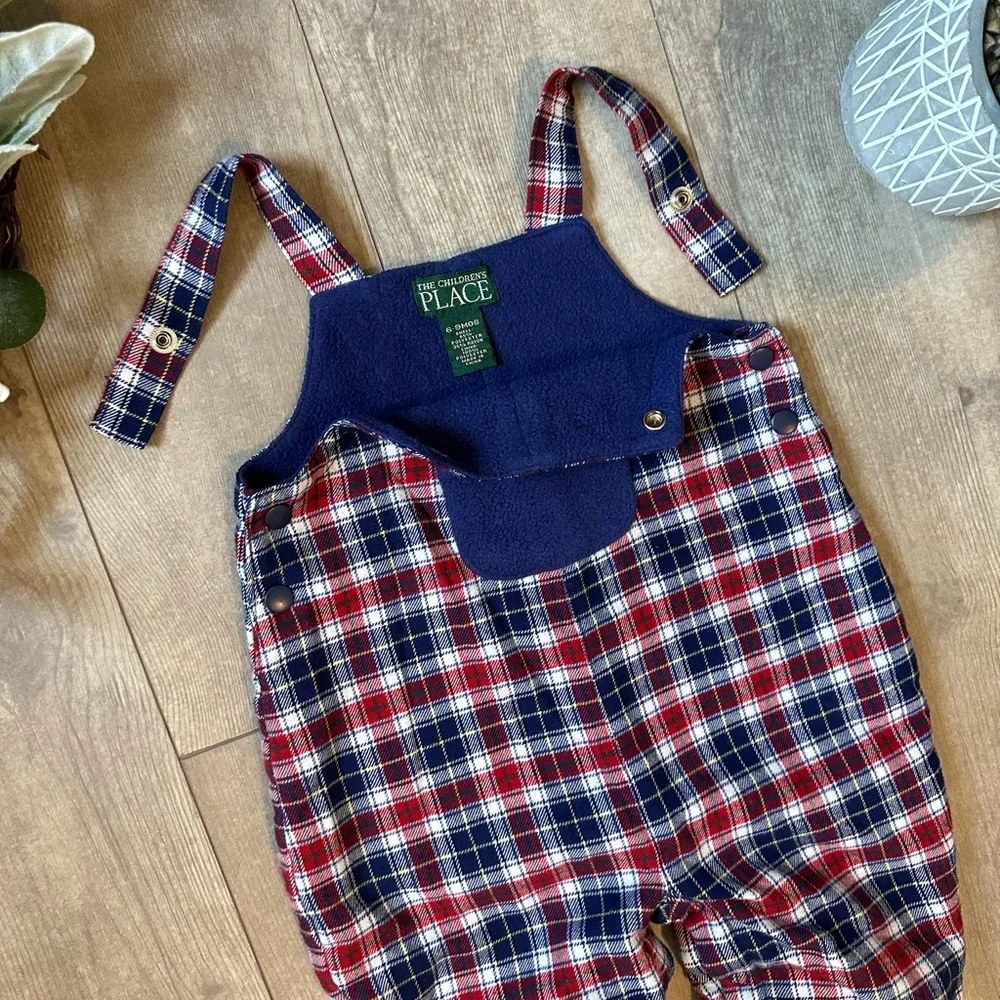 Vintage Children’s Place Baby Boy Flannel Fleece Lined Overalls